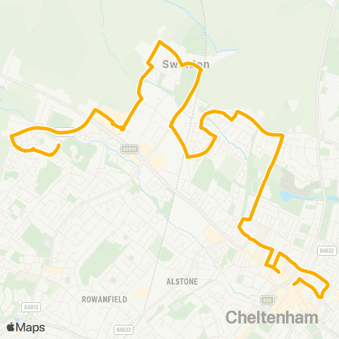 Stagecoach West Pittville Street - Sainsbury's map