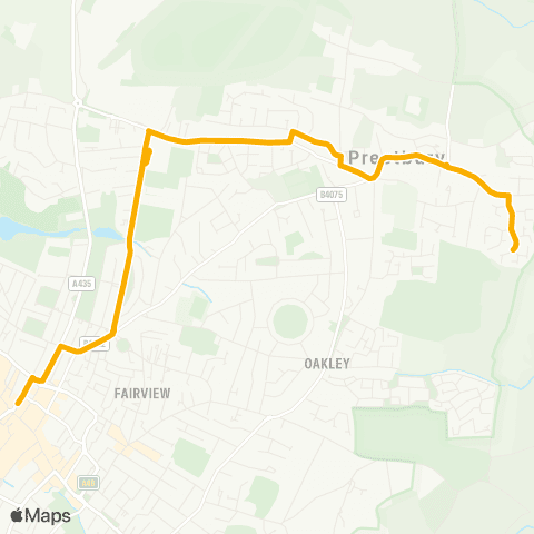 Stagecoach West Primark - Desert Orchid Road map