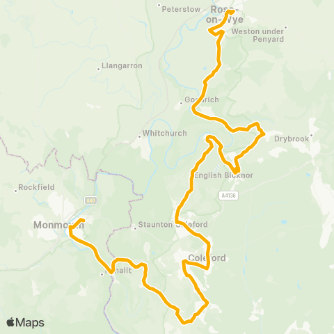 Stagecoach West Monmouth Bus Sta Stand 2 - Cantilupe Rd map