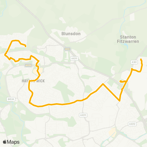 Stagecoach West Webb Lane - Exel map