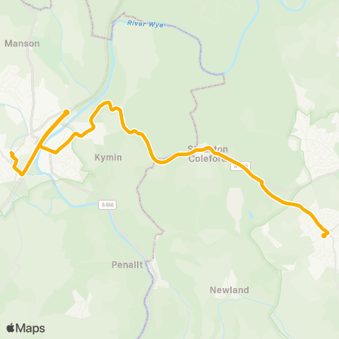 Stagecoach West Angel Hotel - Monmouth Bus Sta Stand 2 map