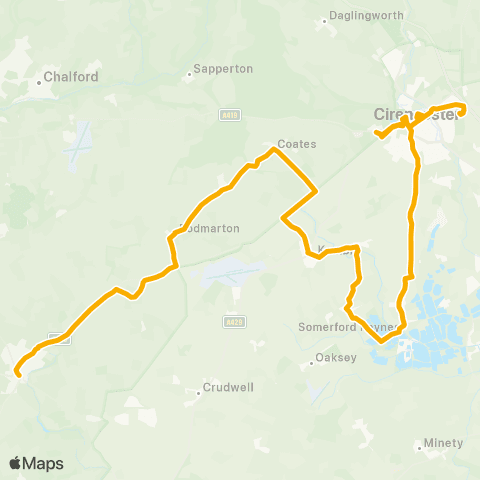 Stagecoach West The Forum - The Ormond / Tetbury map