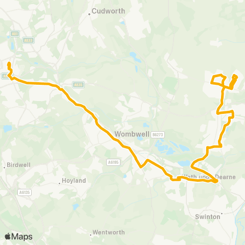 Stagecoach Yorkshire Barnsley Interchange / A18 - Merrill Rd / Houghton Rd map