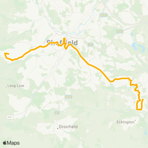 Stagecoach Yorkshire Eckington Way / Sta Rd - Fulwood Rd / Riverdale Rd map