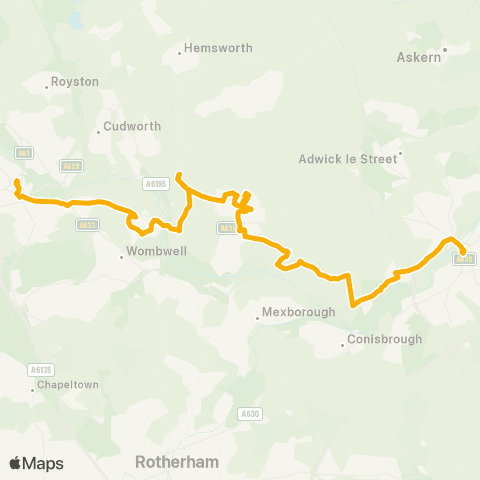 Stagecoach Yorkshire Barnsley Rd / High St - Barnsley Interchange / A20 map