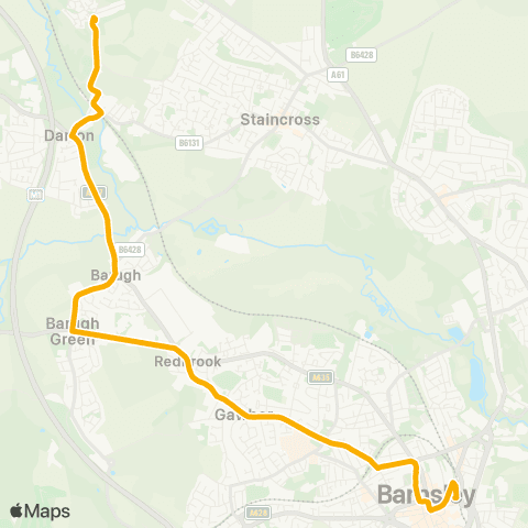 Stagecoach Yorkshire Barnsley Interchange / A6 - Woolley Colliery Rd / Bluebell Rd map
