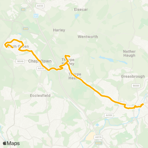 Stagecoach Yorkshire Rotherham Interchange / B4 - Cowley Ln / Falding St map