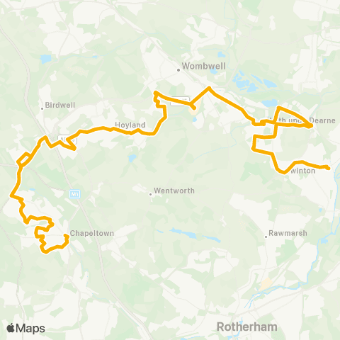 Stagecoach Yorkshire Lound Side / Market Pl - Swinton Interchange / Sw2 map