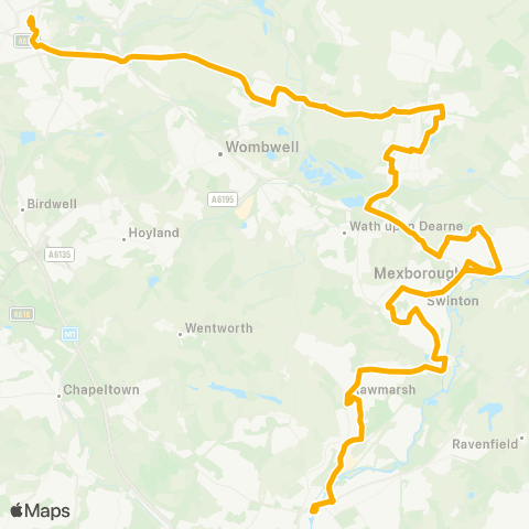 Stagecoach Yorkshire Rotherham Interchange / A3 - Mexborough Interchange / B1 map
