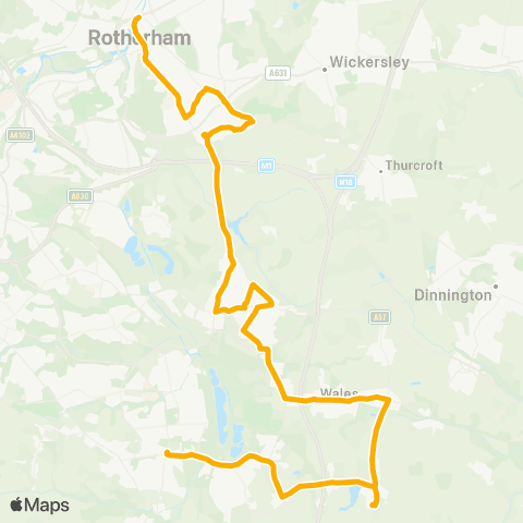 Stagecoach Yorkshire Rotherham Interchange / A8 - Firvale / Winney Hill map