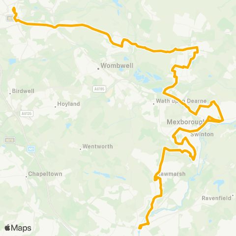Stagecoach Yorkshire Barnsley Interchange / A20 - Rotherham Interchange / A3 map