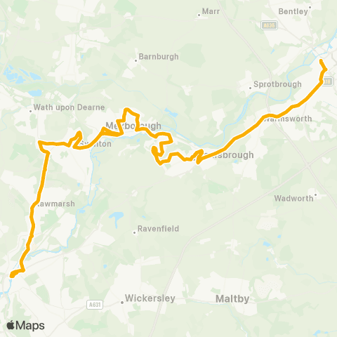 Stagecoach Yorkshire Rotherham Interchange / A4 - Doncaster Frenchgate Interchange / B6 map