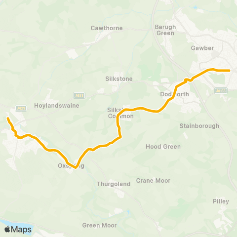 Stagecoach Yorkshire Dodworth Rd / Lancaster St - Penistone Grammar Sch Bus Pk / Huddersfield R map