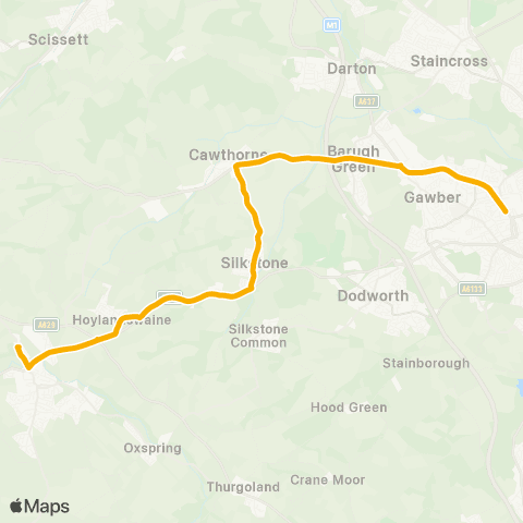 Stagecoach Yorkshire Huddersfield Rd / Western St - Penistone Grammar Sch Bus Pk / Huddersfield R map