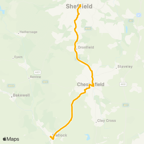 Stagecoach Yorkshire Sheffield Interchange / C2 - Barnsley Interchange / A1 map