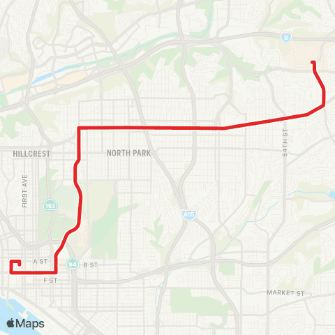 MTS Mid-City Rapid map