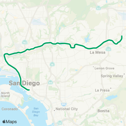 MTS Sycuan Green (Santee - 12th & Imperial) map