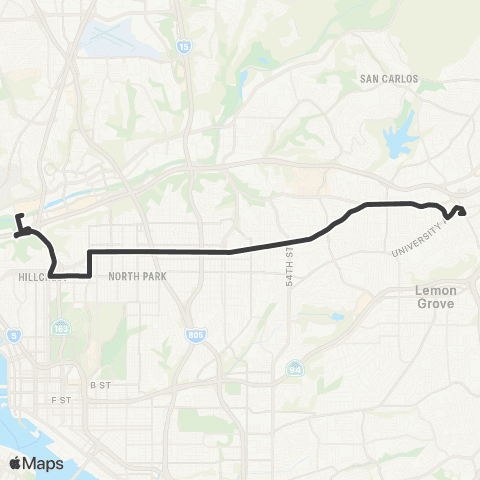 MTS Fashion Valley - La Mesa map