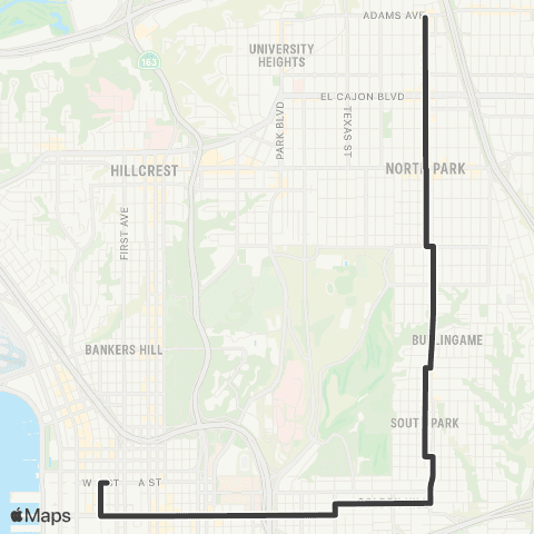 MTS Downtown SD - 30th & Adams map