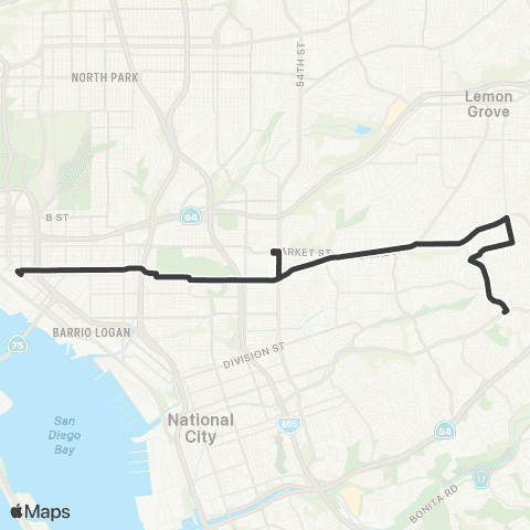 MTS 12th & Imperial Trolley - Lomita Village map