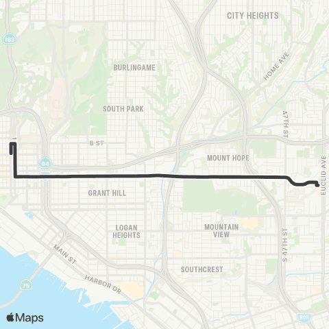 MTS Downtown SD - Euclid TC map