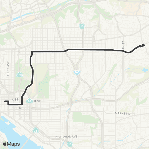 MTS Downtown SD - University / College map