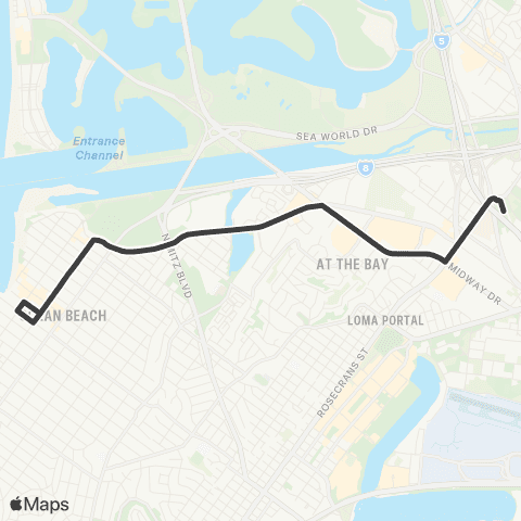 MTS Ocean Beach - Old Town map