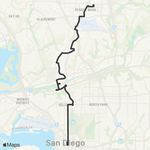 MTS Downtown SD - Kearny Mesa TC map