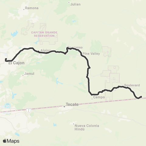 MTS Jacumba - El Cajon map