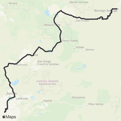 MTS Borrego - Cajon via Ranchita/Henshaw map