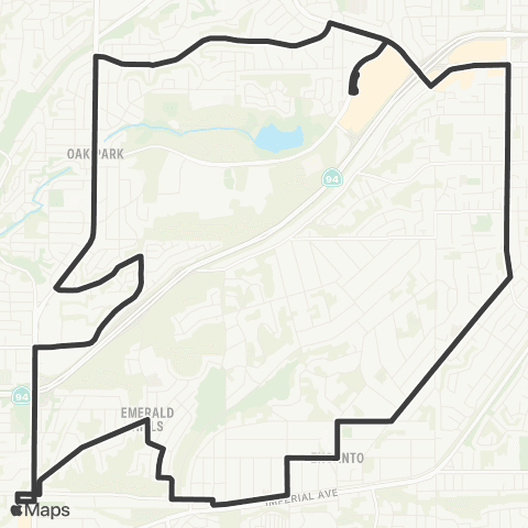 MTS Oak Park-Emerald Hills Loop Cw map