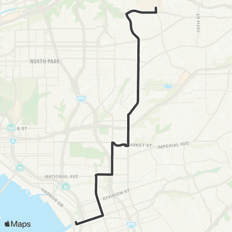 MTS National City - SDSU map