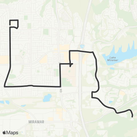 MTS Mira Mesa - Alliant University via McTs map