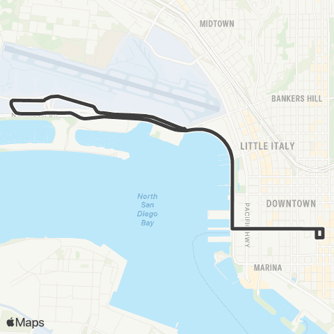 MTS Airport / Downtown Shuttle map