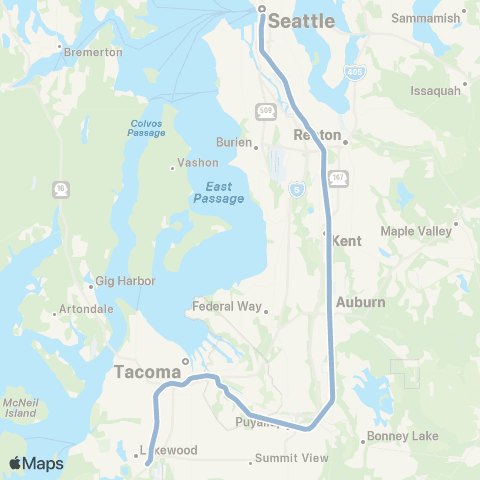 Sound Transit Seattle - Tacoma / Lakewood map
