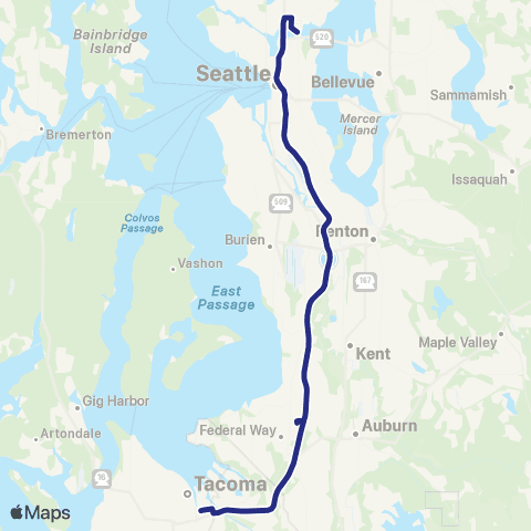 Sound Transit Tacoma / University District map