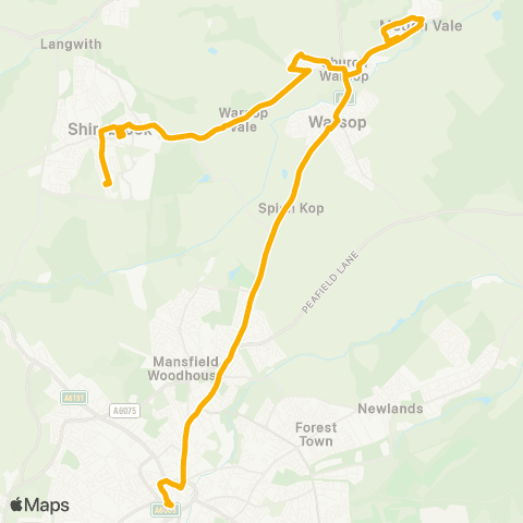 Stagecoach East Midlands Mansfield Bus Station - Vale Drive map