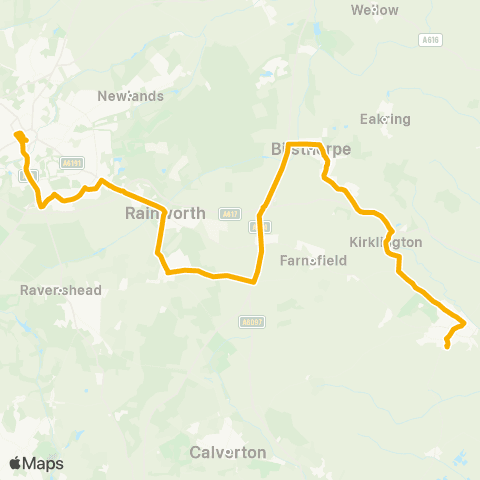 Stagecoach East Midlands Mansfield Bus Sta - Minster Sch Bus Pk map