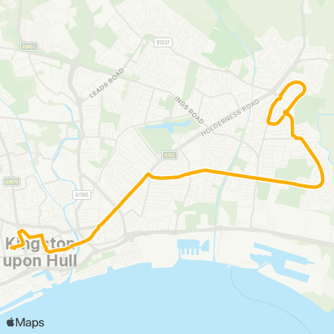 Stagecoach East Midlands Greenwich Avenue - Hull Interchange map