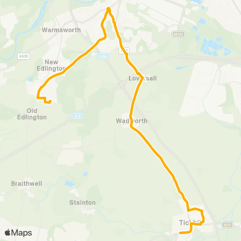 Stagecoach East Midlands Tait Av / Top View Crescent - W Gate / Worksop Rd map