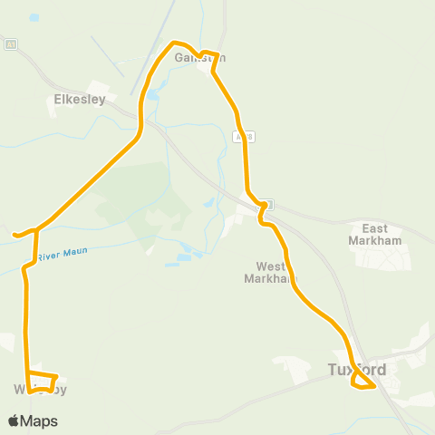 Stagecoach East Midlands Meden Bank - Sun Inn map