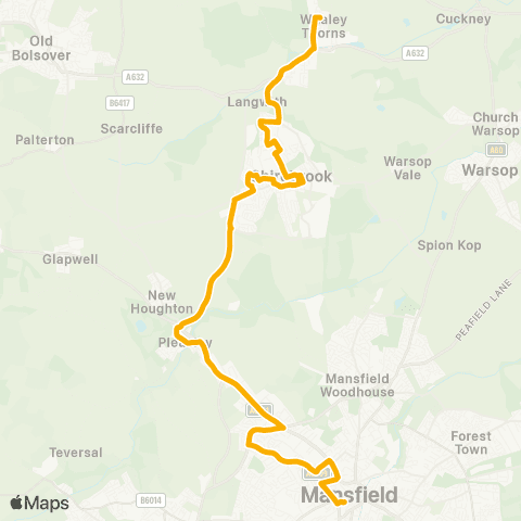 Stagecoach East Midlands W St Turning Circle - Mansfield Bus Sta map
