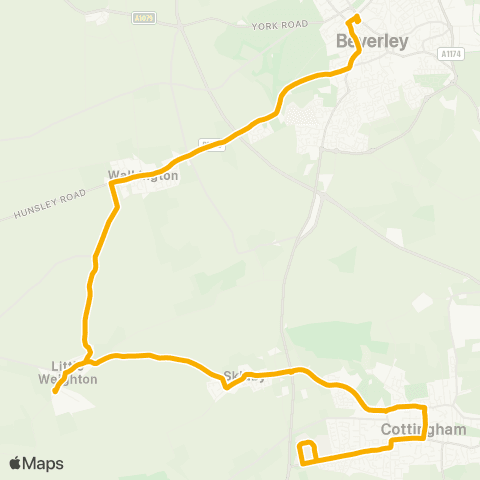 Stagecoach East Midlands Cottingham Castle Road - Beverley Bs map