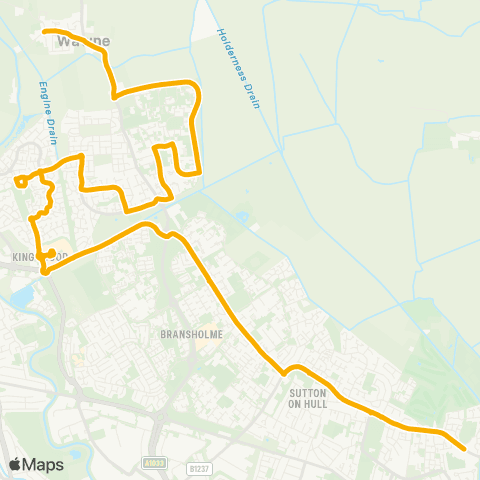 Stagecoach East Midlands Wilberforce College - Wawne Green Lane map