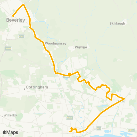 Stagecoach East Midlands Hull Interchange - Beverley Bs map