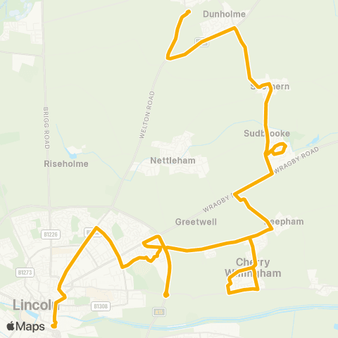 Stagecoach East Midlands Central Bus Sta - William Farr Sch Bus Pk map