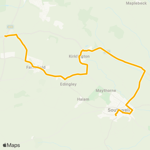 Stagecoach East Midlands Lockwell Hill Farm - Minster Sch Bus Pk map