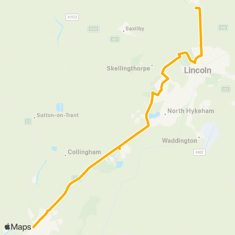 Stagecoach East Midlands Riseholme College - Castle Gate map