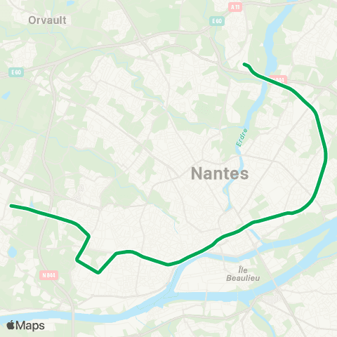 Naolib François Mitterrand / Jamet - Beaujoire / Babinière map