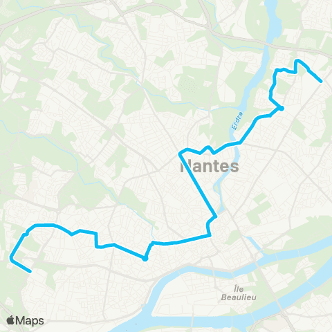 Naolib Haluchère - Batignolles - Mendès France - Bellevue map